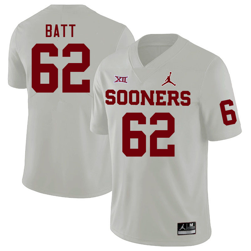 Men #62 Drew Batt Oklahoma Sooners College Football Jerseys Stitched Sale-White - Click Image to Close